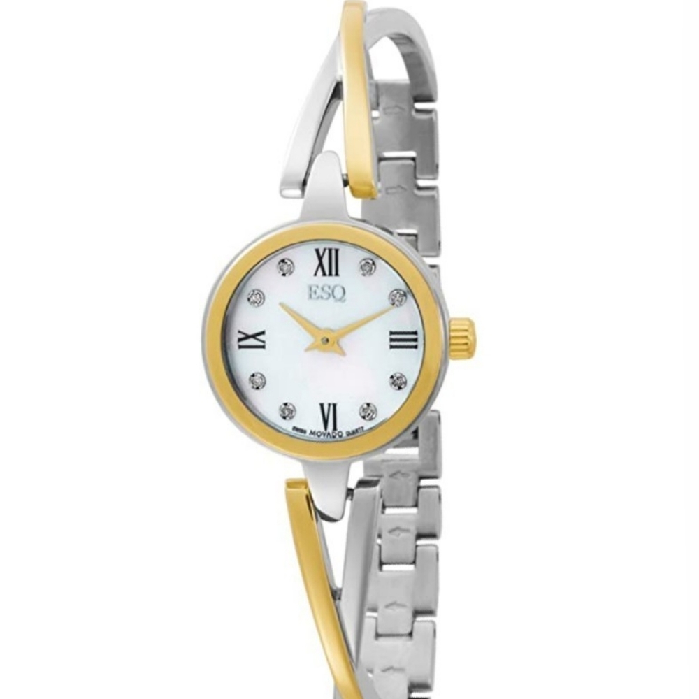 NEW ESQ Movado two tone diamond bangle watch